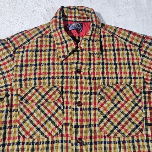 Pendleton Woolen Mills M Wool Yellow Plaid Shirt - Picture 4 of 10